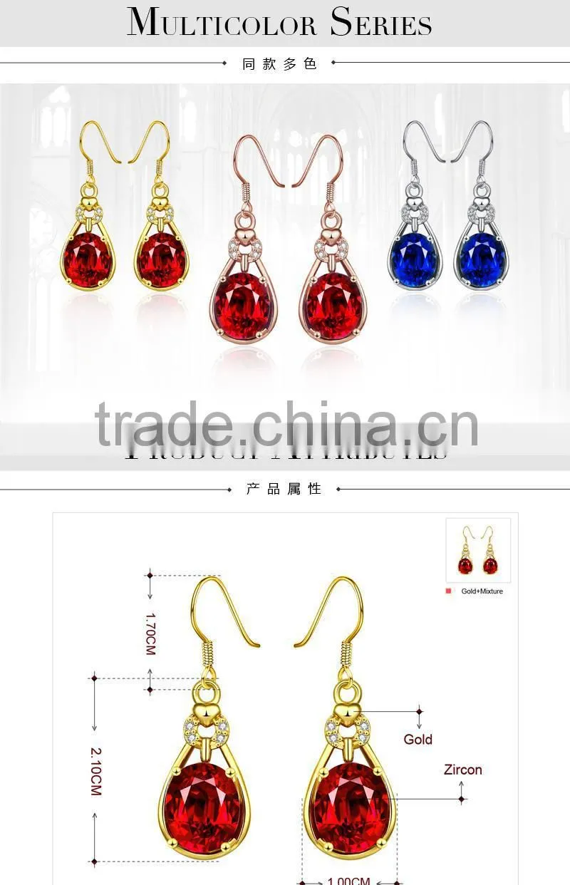 2015 latest fashion jewellery indian gold crystal drop earrings