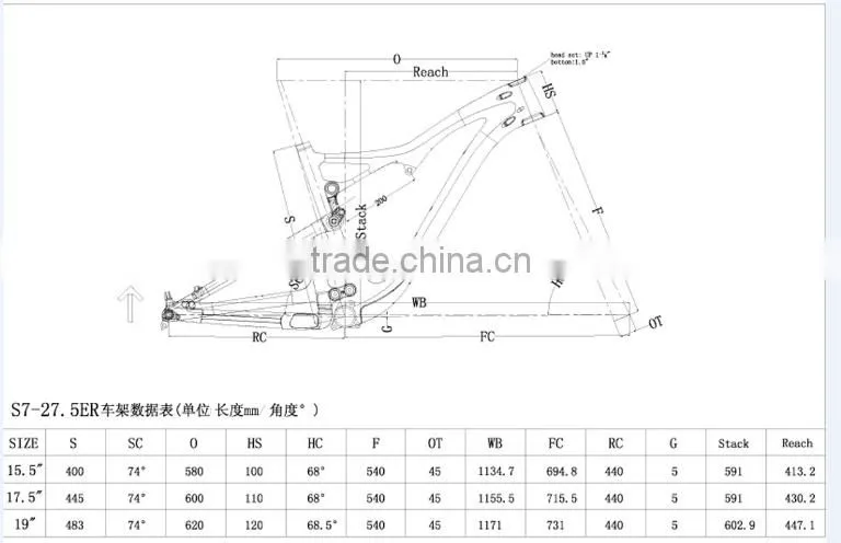2016 New 27.5er all mountain carbon bicycle frame full suspension bicycle frame all mountain bike frame S7
