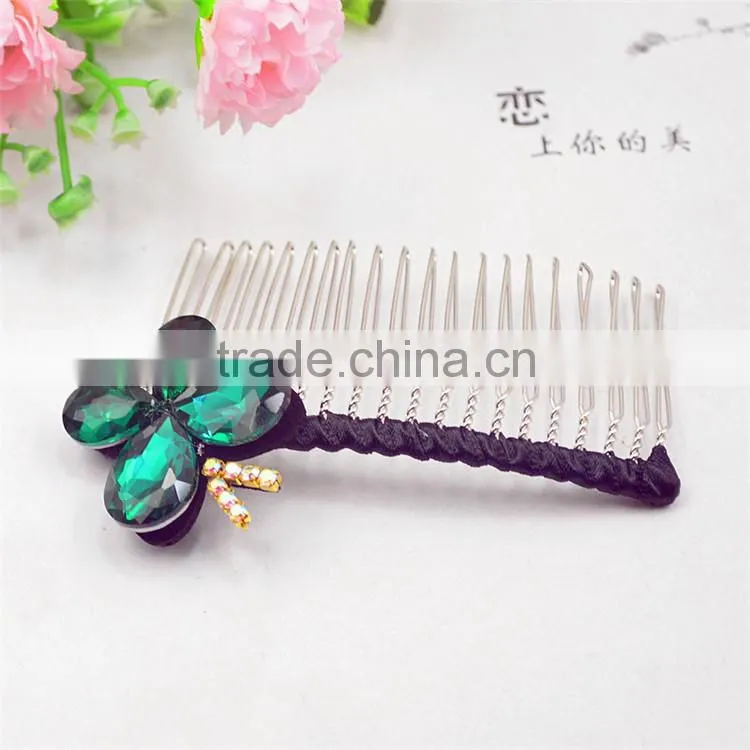 Wedding Bridal Crystal Rhinestone Flower Glass Stone Hairpin Diamante Hair Clip Comb