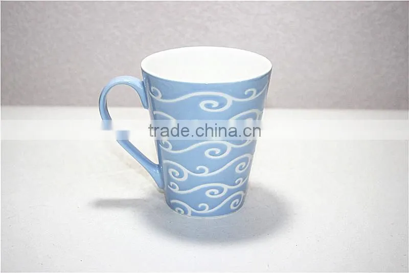 Cheap glow ceramic glaze coffee mugs with spoon
