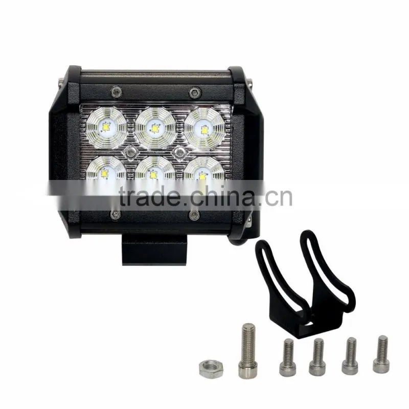 Shenzhen supplier best car accessories 4" 9-32v 18w Dual Row Off Road Light Bar