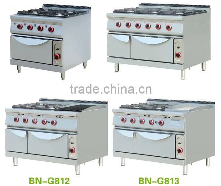 Cosbao 4 burner gas range with oven/restaurant cooking equipment for sale (BN900-G809)