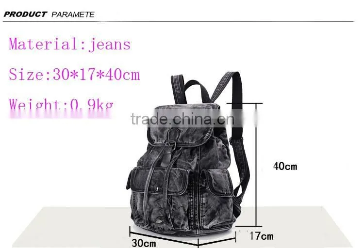 High quality fashion factory OEM durable retro jeans cloth backpack bag