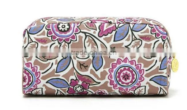Printed flower polyester cosmetic bags & cases