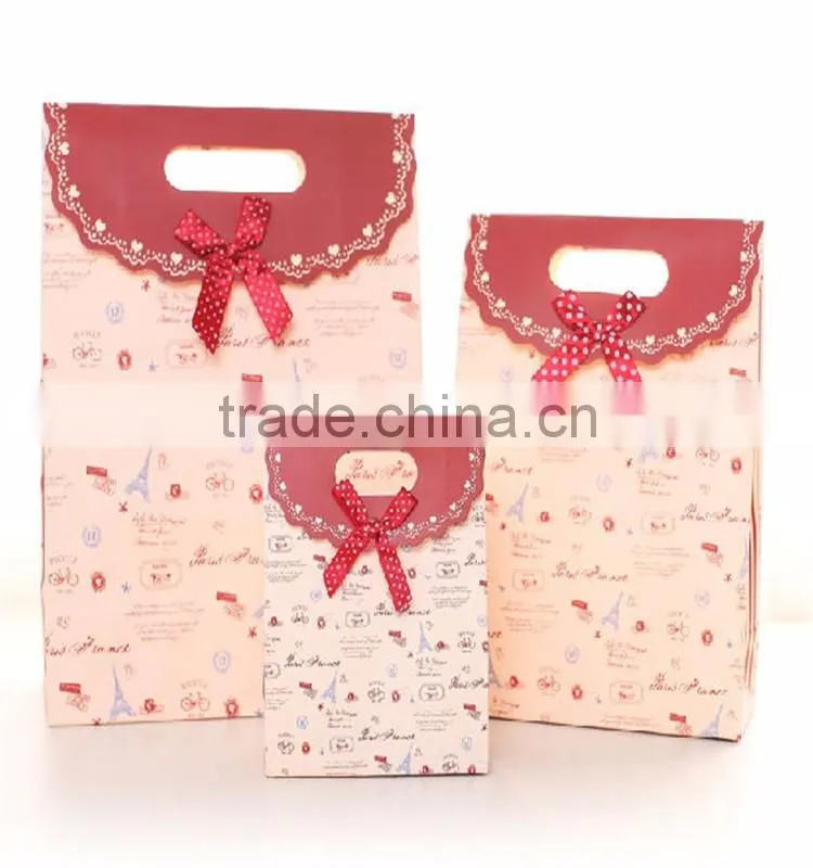 Handmade art paper 4C printing packaging handled paper bags
