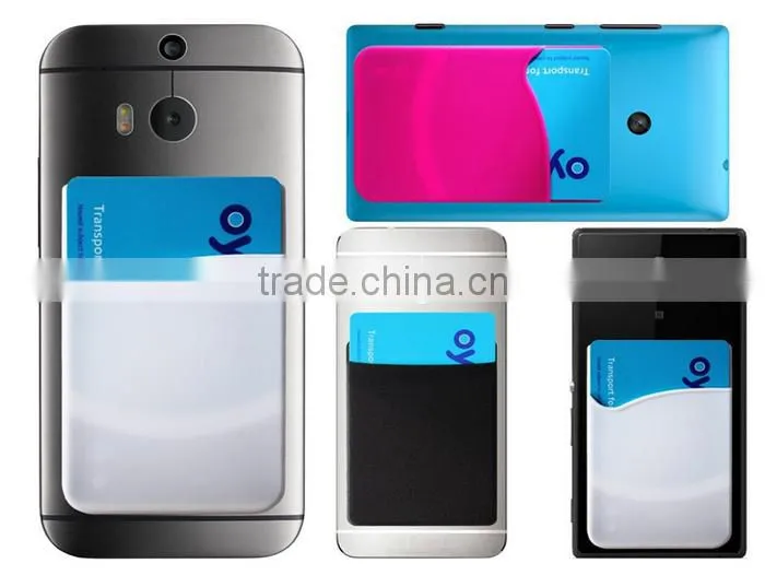 3M sticker mobile silicone smart wallet, back adhesive silicone cell phone credit card holder