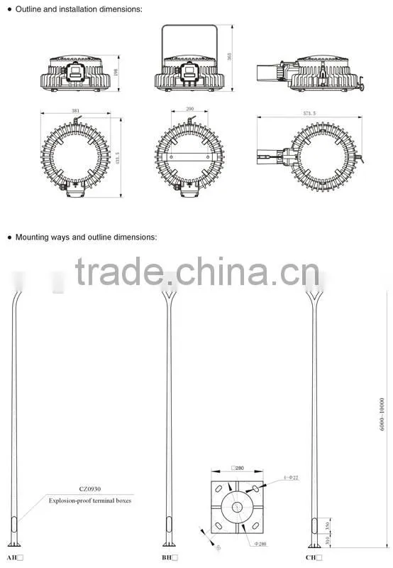 Hot Sale Zone 1 Explosion Proof LED90W/120W/160W Light Fittings