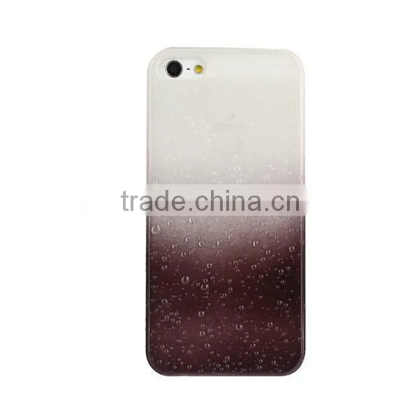 Set Screen Protector And Case For Iphone 5 , Hard Plastic Gradually Changing Color Raindrop Case