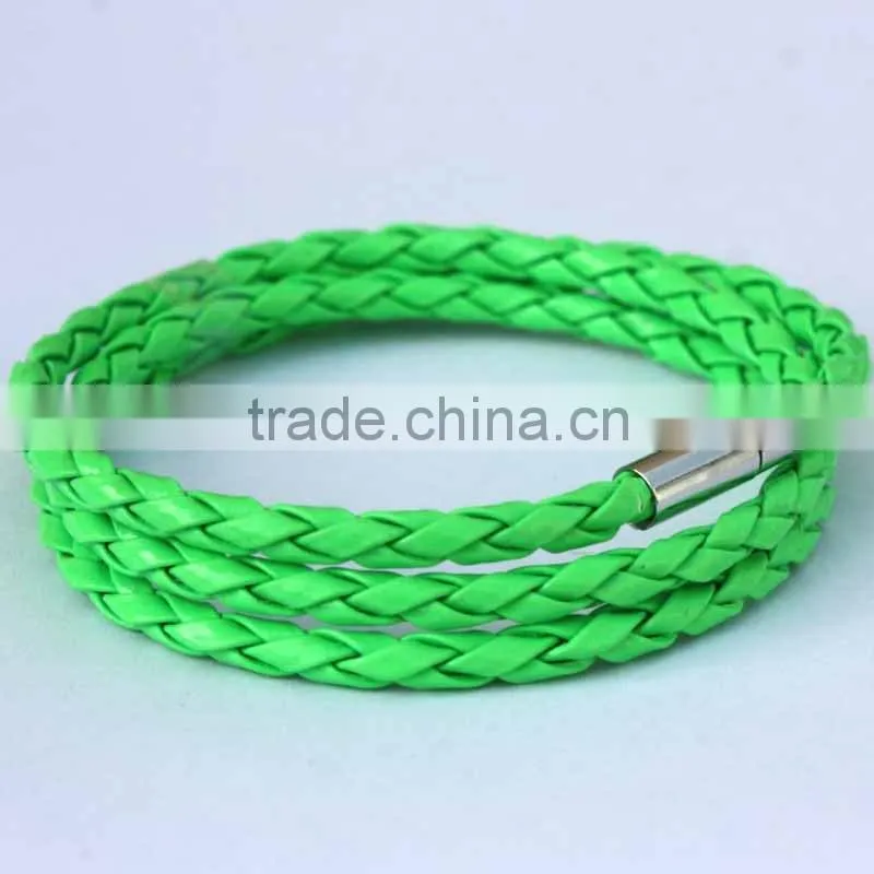 NEW Fashion Handmade Leather Wrap Wristband Cuff Punk Magnetic Buckle Bracelet