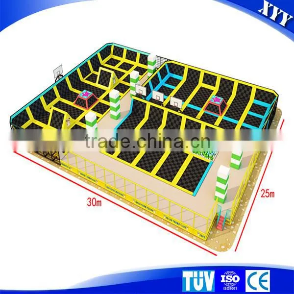 Kids Square Trampoline Park With Basketball Hoop