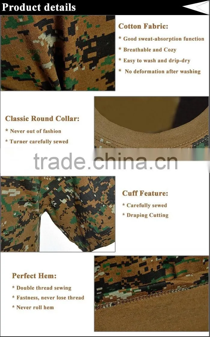 camouflage wargame wear t-shirt army military cotton t-shirt