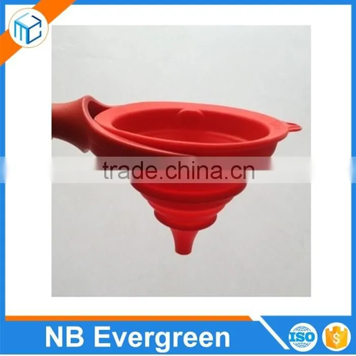 Silicone Folding Funnel, Food Grade Silicone Wine Folding Funnel with Plastic Handle