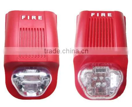 red fire alarm sounder with strobe
