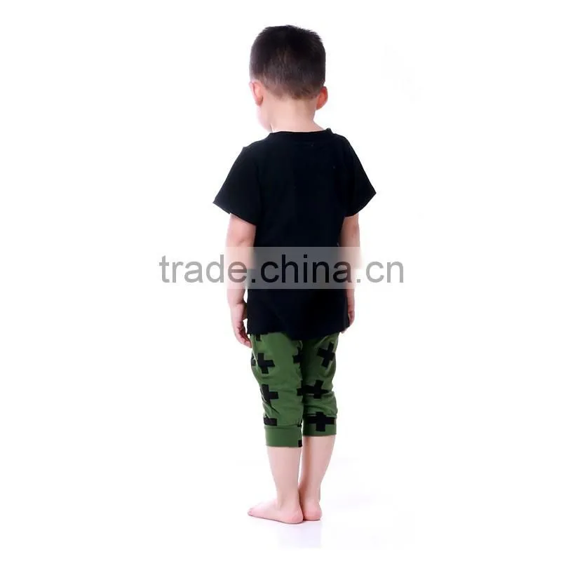 New coming stylish casual red and black cross haren pant cotton suit comfortable boy clothing sets