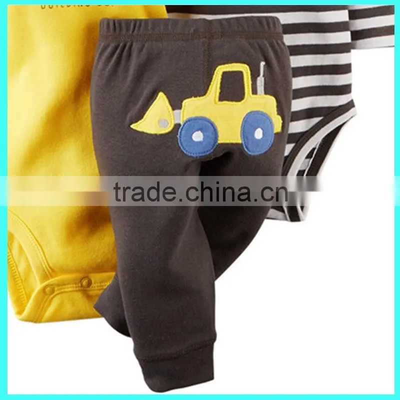 Wholesale alibaba boys and girls 3 pack bodysuit and pant carter baby clothing sets design