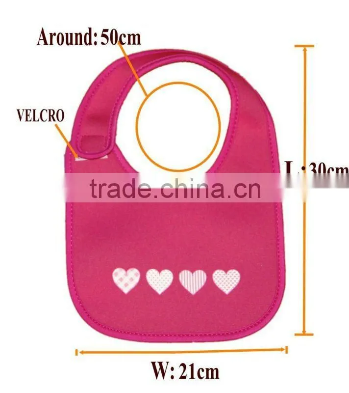 2016 Cute&Waterproof Neoprene Baby Bibs with Teething/Cheap Baby Bibs with Customized Pattern