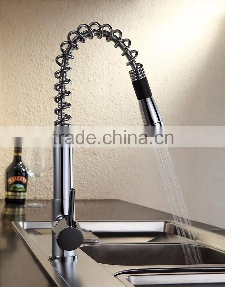 chrome surface pull up brass faucet kitchen sink single hole faucet