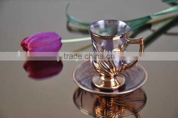 Glass tea cup saucer set