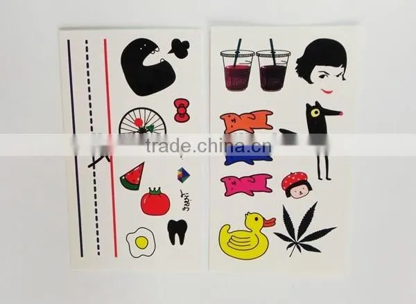 custom small size cute cartoon tattoo waterproof tattoo sticker