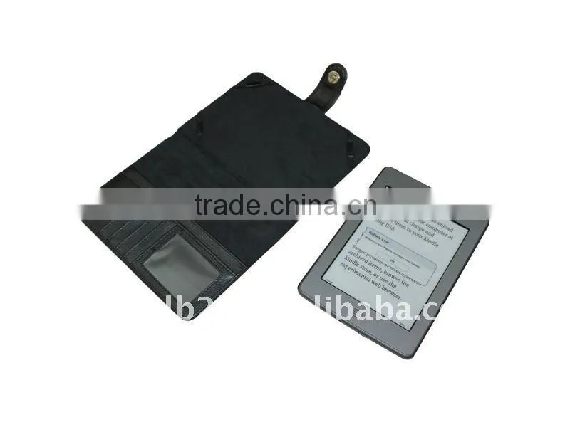 Booklet design Leather Cover Case for the Kindle Touch,with Card Slot