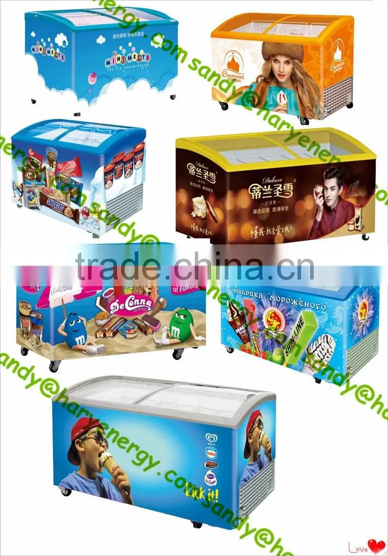 new 158L small ice cream display freezer for supermarket