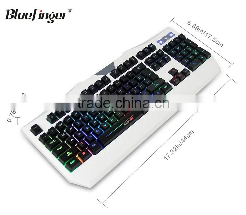 USB White Rainbow LED Illuminated Backlit Gaming Keyboard