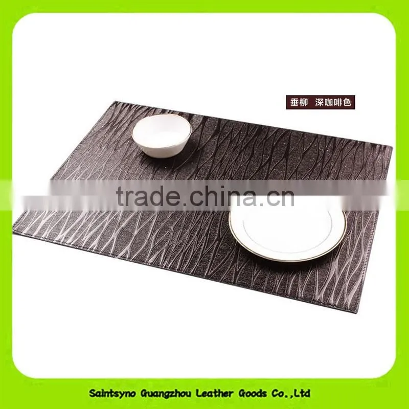 OEM Debossing Pattern Oil-proof Tabletop Lunch Real Leather Coaster 16025
