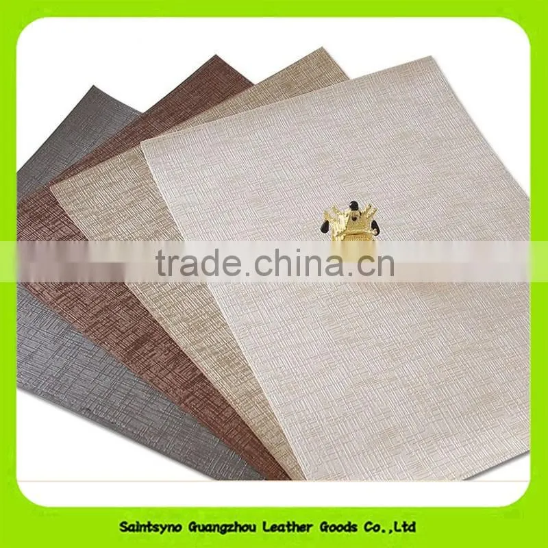 High Quality Faux Leather 4 Rectangle Coaster Set With Embossing Pattern 16022