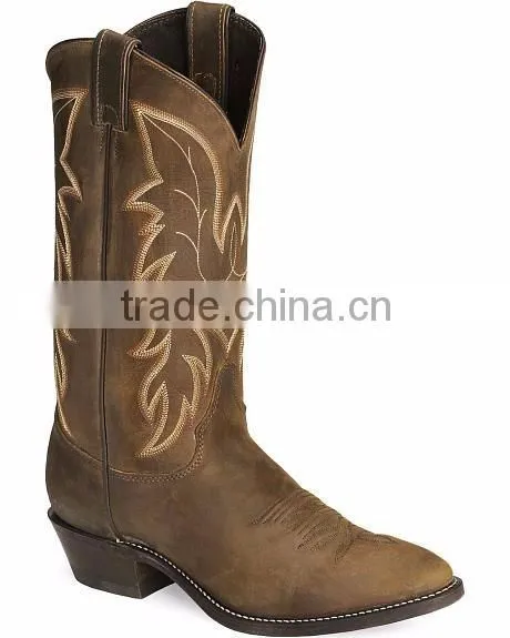 brown full grain distressed leather western cowboy boots wholesale