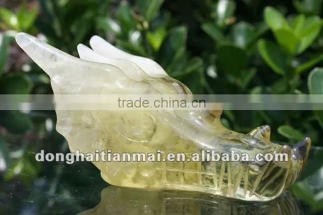 Wholesale Natural Citrine Quartz Crystal Dragon Skull , Crystal Collective