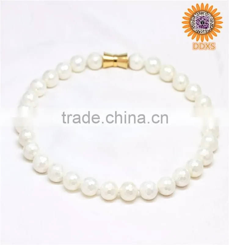 white 10mm AAAA+ white magnetic clasp shell pearl necklace