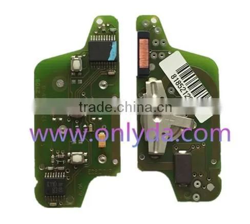 Original Peugeot 3 Button Flip Remote Key with 433mhz with trunk button battery on PCB with FSK model