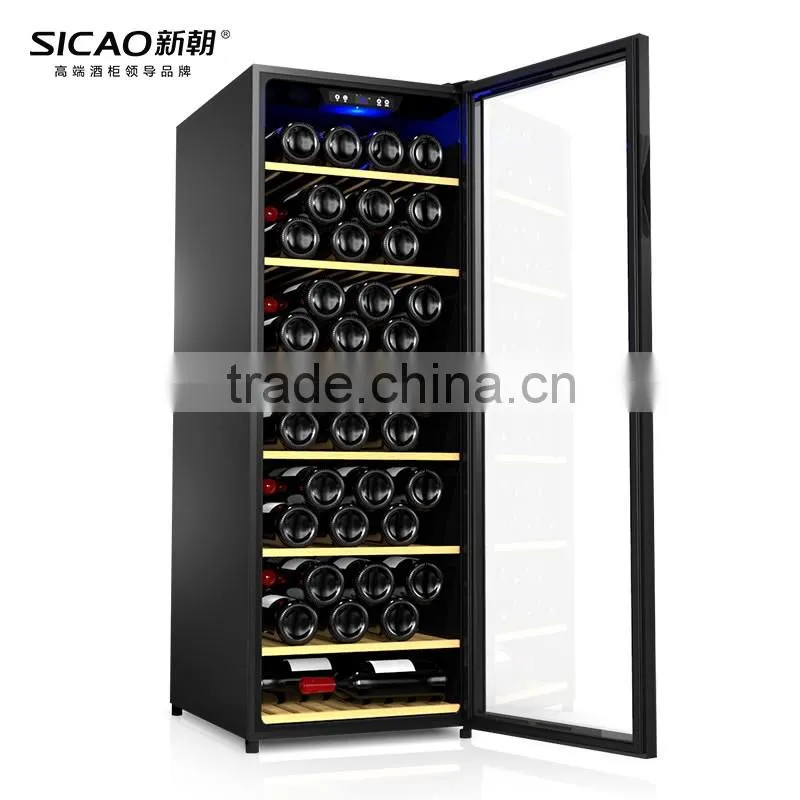 SICAO New Compressor Wine Cellar Cooler double layer glass door Wine Refrigerators with AC100~240V