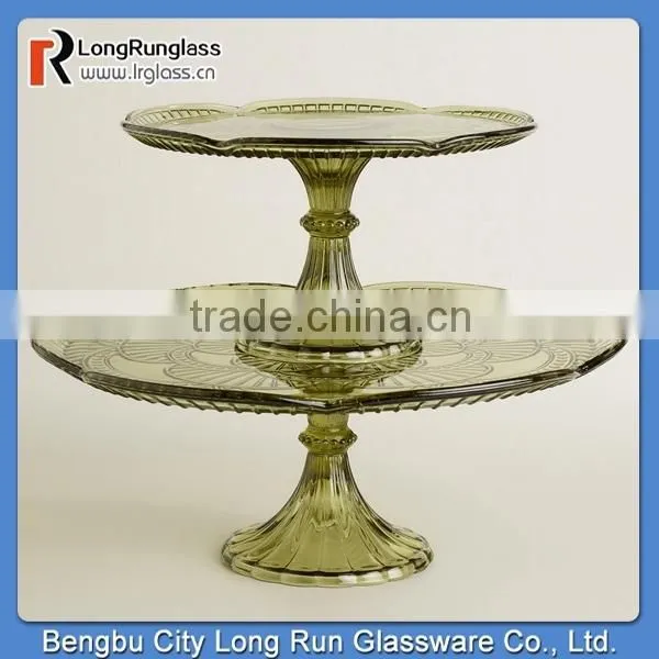 LongRun Purple Glass Marcella Cake Stands Special Design Glassware with OEM Design