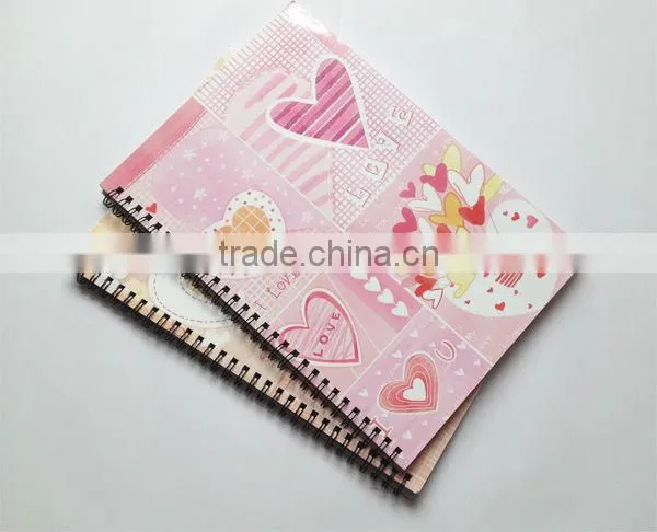 spiral notebook with heart printing,school notebook