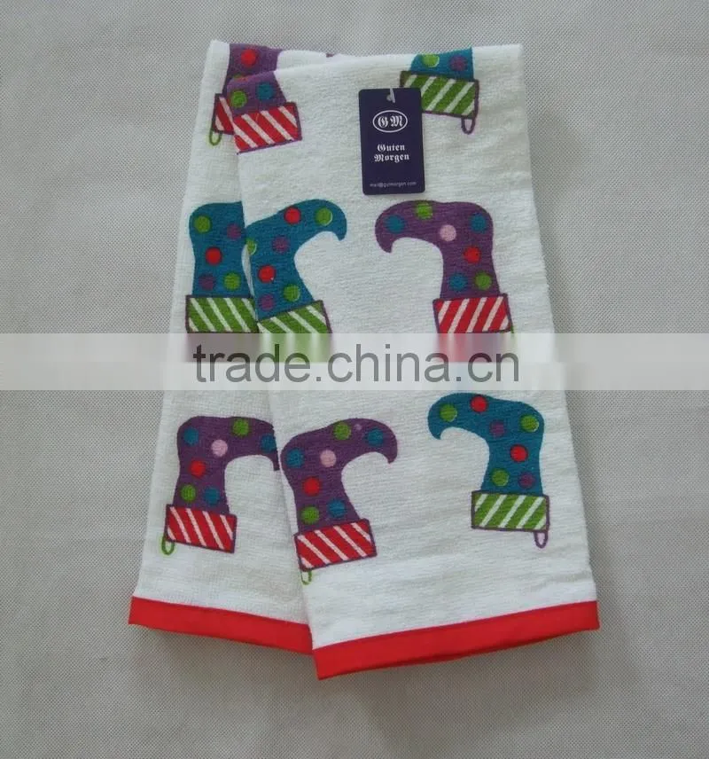 wholesale cotton tea towel plain printed 100% cotton kitchen towel with dobby border