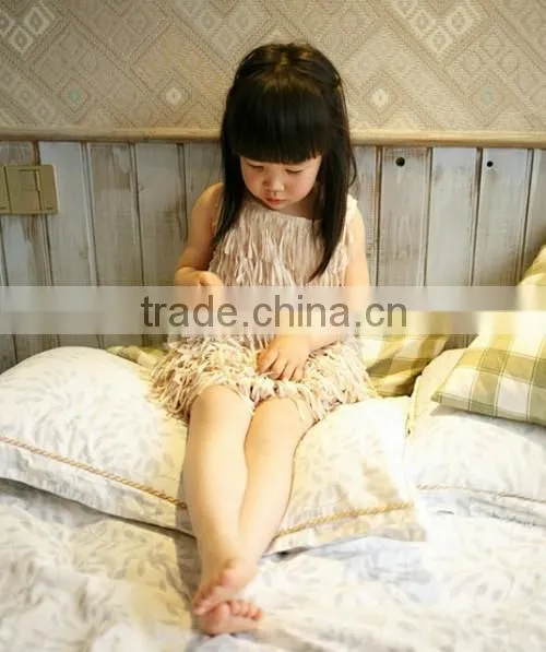 Lovely Tassels Girls Pink Dress Sleeveless Fashion Girls Pink Dress