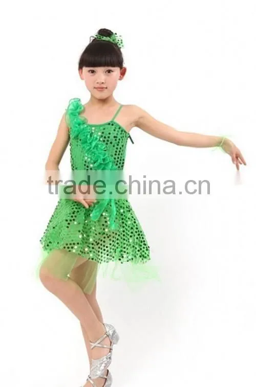 2014 Fashion Style Children Dance Clothes Kids Clothing Latin Dance Yarn Dresses