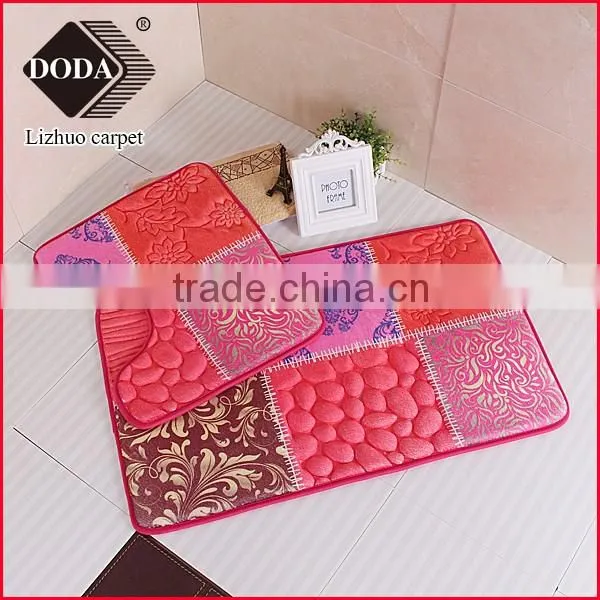 new design flower printing embossing 100% Polyester Shaggy Carpet /bath mat