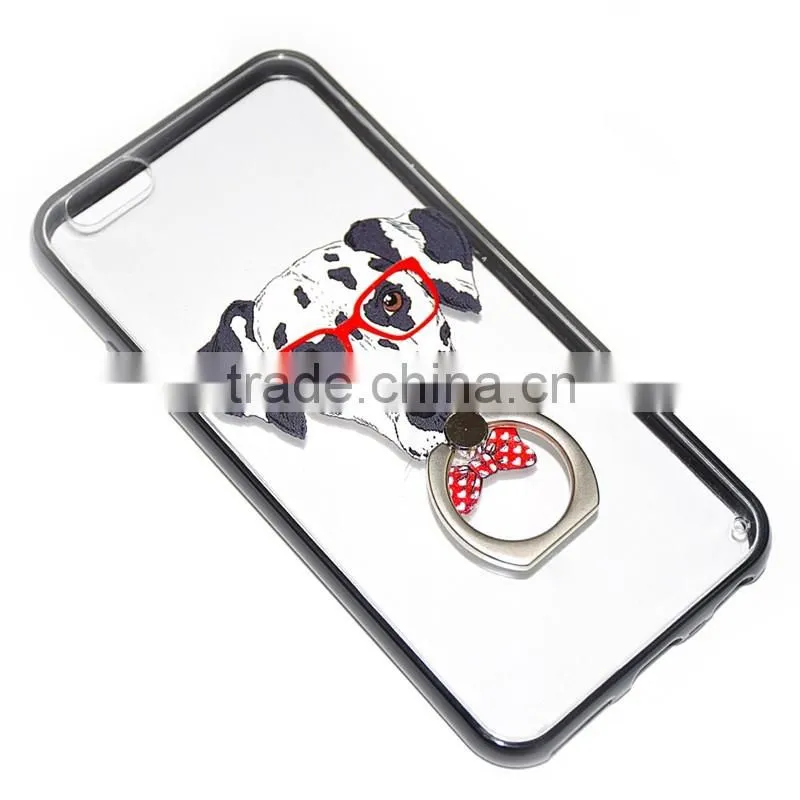 print TPU+PC combo back cover bumper case with ring kickstand for Huawei honor ascend lite mate8 P 9 gr3 y 6 5 max plus 7 6