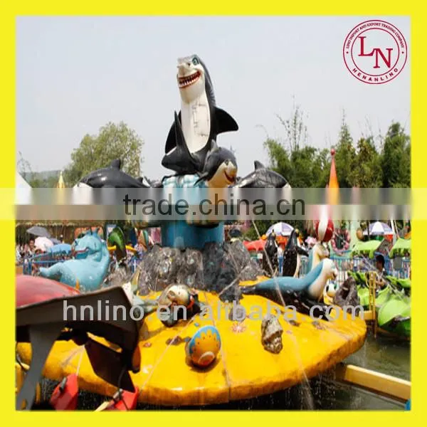 Swing rides amusement park fight shark, fighting on the island, shooting game rides