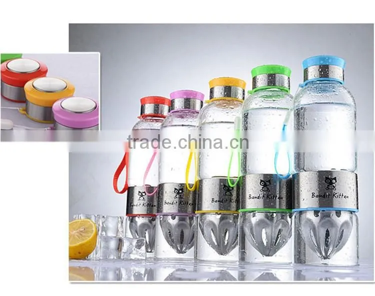 Reusable Wholesale Promotion Custom Logo Unbreakable Glass Water Bottle with Fruit Infuser BPA Free