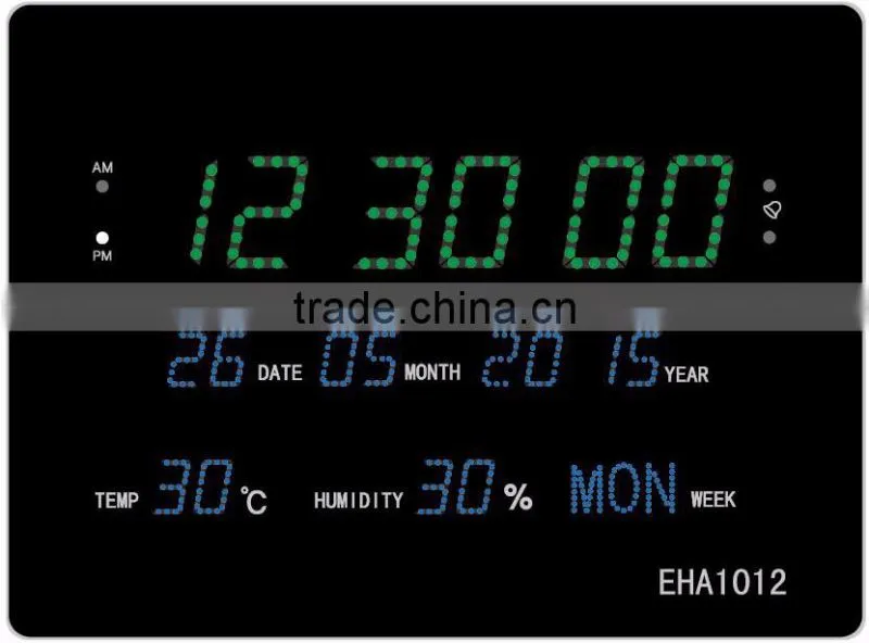 LED digital calendar clock with week and temperature