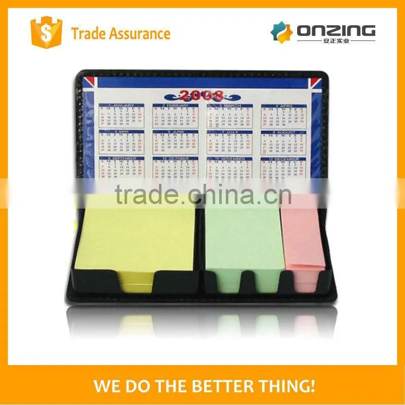 Onzing new 3d bevel sticky note/ hard cover bevelled memo pad with calendar