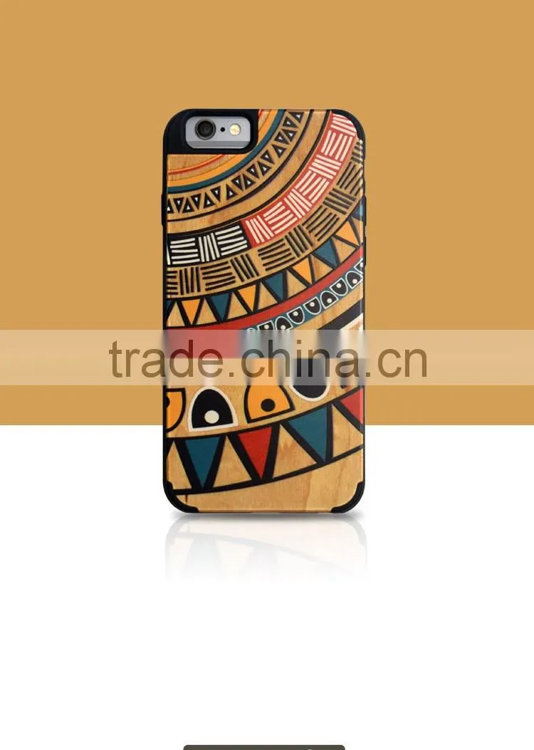 2016 Low Price China Mobile Phone Real Wooden Bamboo 3D Colourful Pattern Cover Cases For iPhone 6 6S 7 Plus Back Case