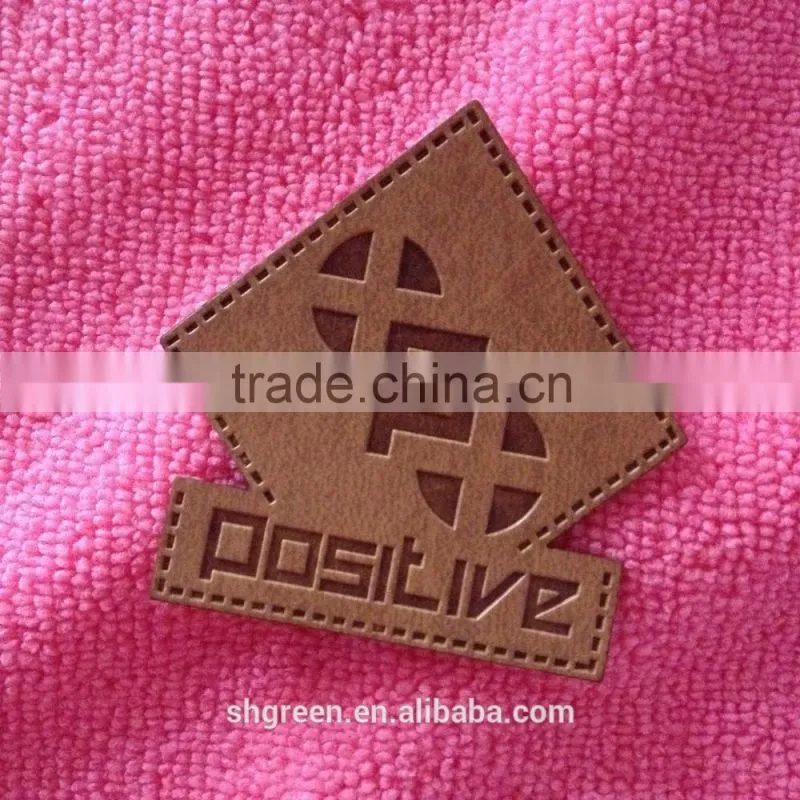 Washable debossed branded leather patch,fake leather label for jeans
