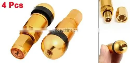 Auto valve vehicles tubeless plug in wheel valve cap Gold Tone 4PCS