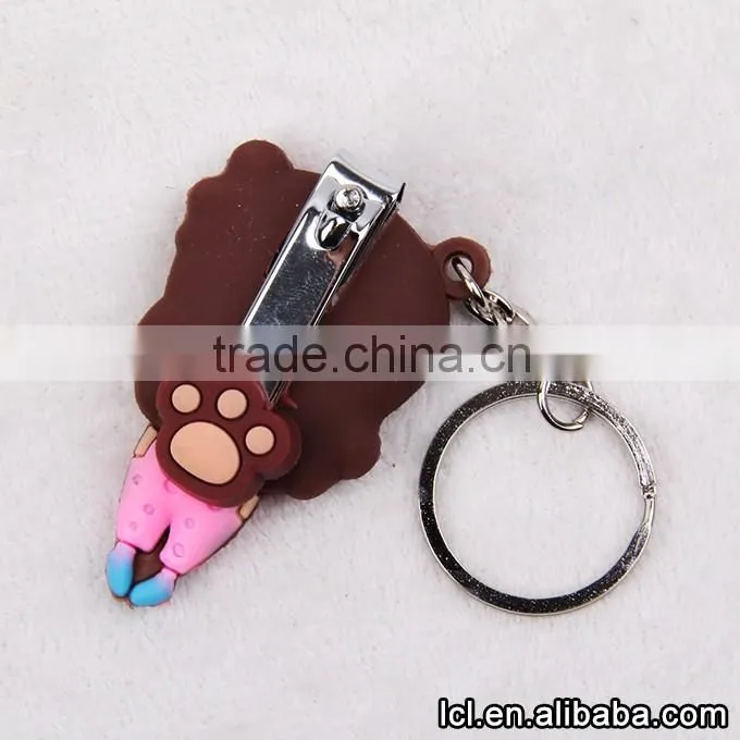 Bear shaped rubber keychains wholesale, cheap keychains in bulk