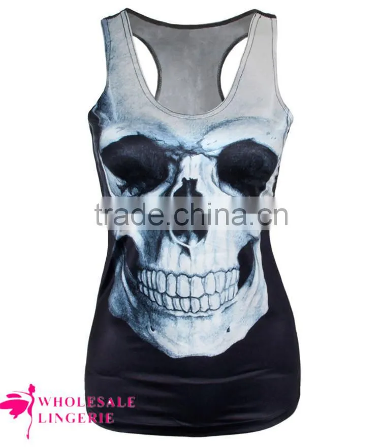 Wholesale Pinky Ladies With Corsets Printed Black stringer tank top for women