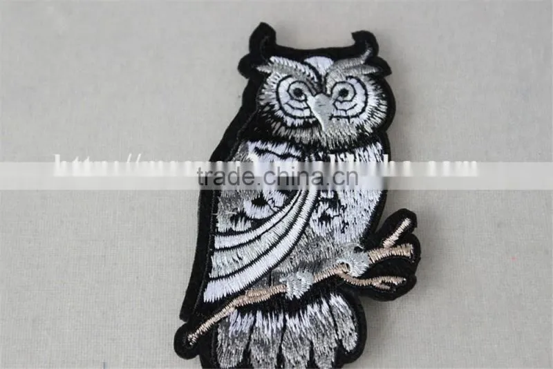 2016 hot selling patches embroidery iron on embroidery owl pattern patch trim